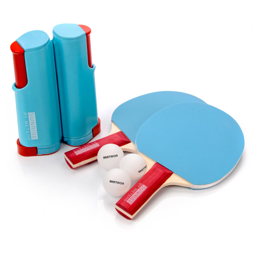 METEOR TABLE TENNIS SET SUNRISE ROLLNET, 2 RACKETS + 3 BALLS