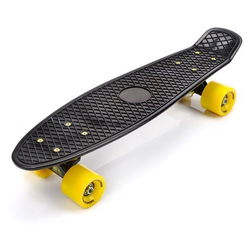 PLASTIC SKATEBOARD METEOR black/yellow/black