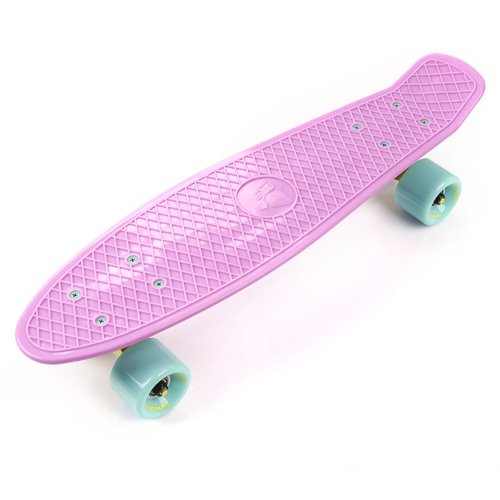 PLASTIC SKATEBOARD METEOR pastel pink/mint/yellow