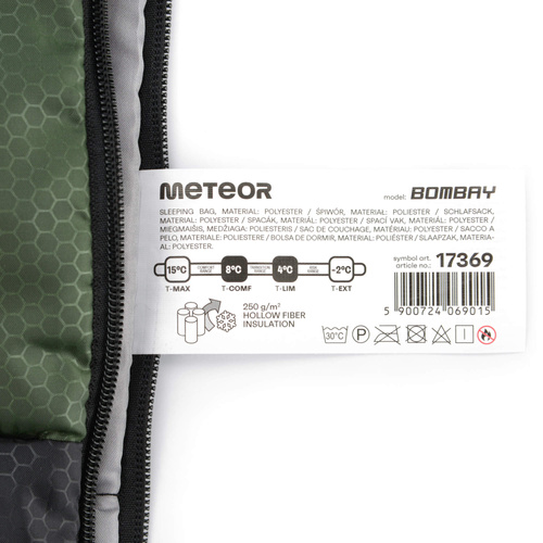 Śpiwór Meteor Bombay L oliwkowy/czarny