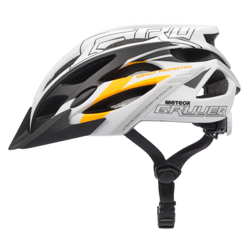Kask rowerowy Meteor Gruver M 55-58 cm biały/czarny/pomarańczowy