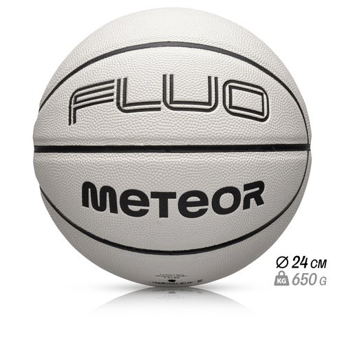 Piłka koszykowa Meteor Fluo biały/neonowy zielony 7