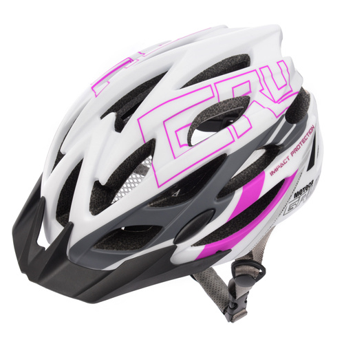 Kask rowerowy Meteor Gruver S 52-56 cm biały/szary/różowy