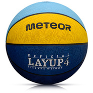 Piłka koszykowa Meteor Layup 4 niebieski/żółty/błękitny