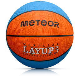 Piłka koszykowa Meteor Layup 3 niebieski/pomarańczowy