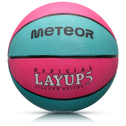 Piłka koszykowa Meteor Layup 5 różowy/niebieski