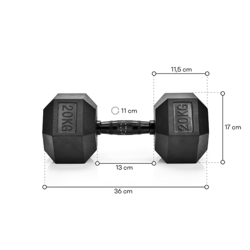 Hantel heksagonalny gumowany Meteor 20kg