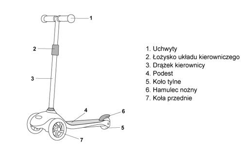 Hulajnoga trójkołowa z kółkami led Meteor Tucan Birds