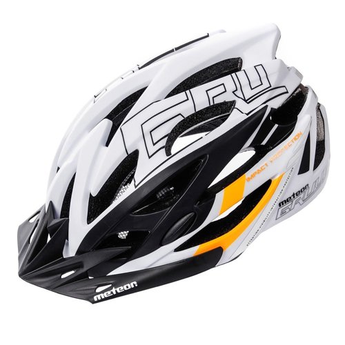 Kask rowerowy Meteor Gruver M 55-58 cm biały/czarny/pomarańczowy