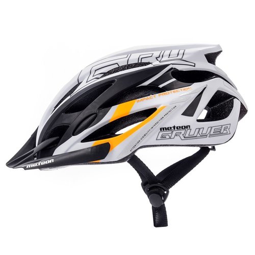 Kask rowerowy Meteor Gruver M 55-58 cm biały/czarny/pomarańczowy