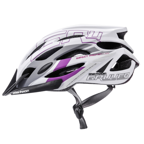 Kask rowerowy Meteor Gruver S 52-56 cm biały/szary/bakłażanowy