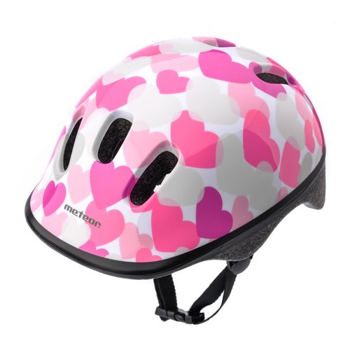 Kask rowerowy Meteor KS06 XS 44-48 cm Pink hearts