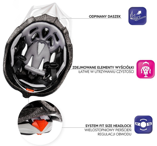 Kask rowerowy Meteor MV29 Drizzle L 58-61 cm biały/szary/miętowy