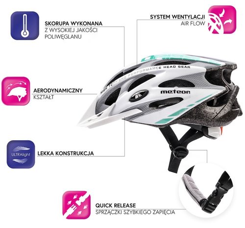 Kask rowerowy Meteor MV29 Drizzle M 55-58 cm biały/szary