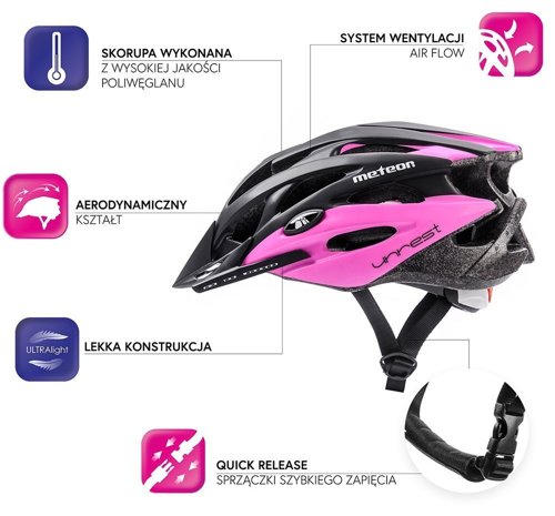 Kask rowerowy Meteor MV29 Unrest L 58-61 cm czarny/różowy