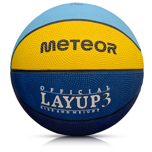 Piłka koszykowa Meteor Layup 3 niebieski/żółty/błękitny