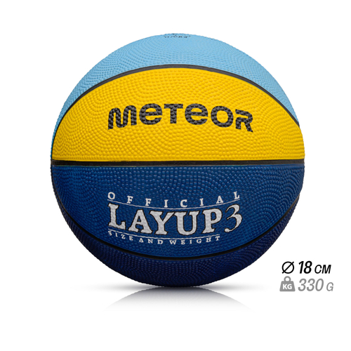 Piłka koszykowa Meteor Layup 3 niebieski/żółty/błękitny