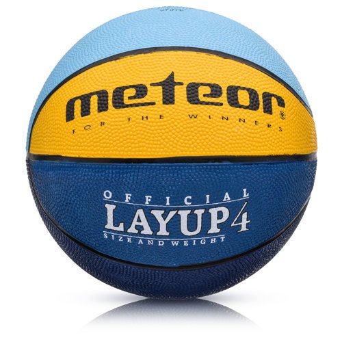 Piłka koszykowa Meteor Layup 4 niebieski/żółty/błękitny