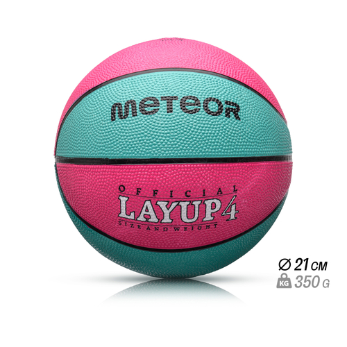 Piłka koszykowa Meteor Layup 4 różowy/niebieski