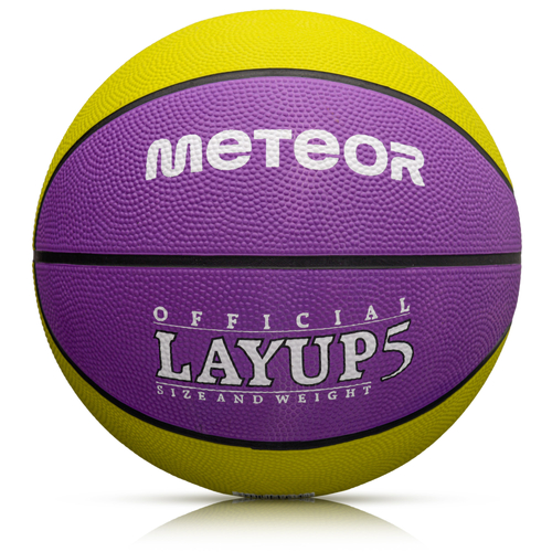 Piłka koszykowa Meteor Layup 5 żółty/fioletowy