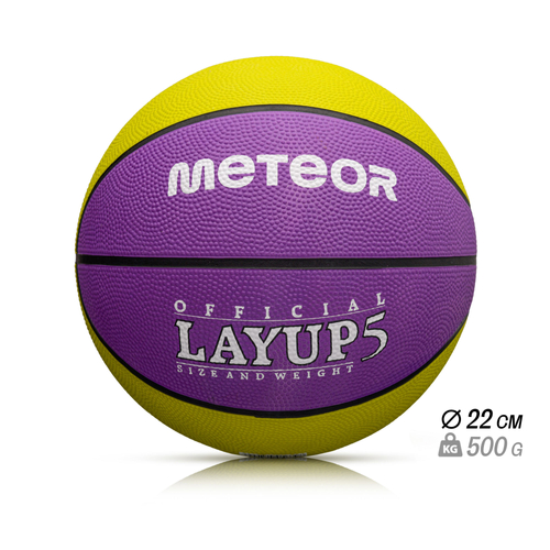 Piłka koszykowa Meteor Layup 5 żółty/fioletowy