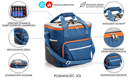 Torba termiczna Meteor Frosty 30 l niebieski/szary