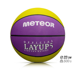 Piłka koszykowa Meteor Layup 5 żółty/fioletowy